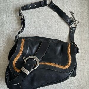 Authentic CHRISTIAN DIOR S/S 2006 “Gaucho" Brown & Tan Leather Saddle Bag.